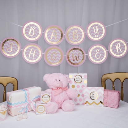 Гирлянда "Baby Shower", розовая-золотая (2,5 м)